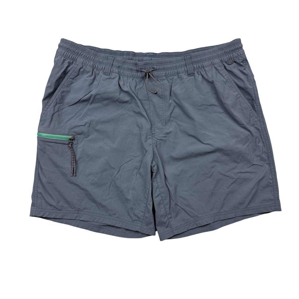 REI Co-op Mens XL Sahara Cargo Shorts 8" Blue Hiking Elastic Waist Stretch Nylon